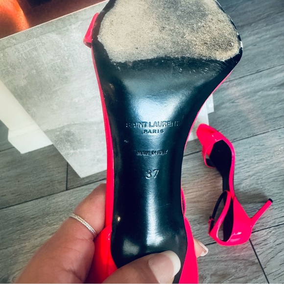 Yves Saint Laurent YSL “Amber” 85 Strappy Heels Sandals in Hot Pink - Picture 6 of 14